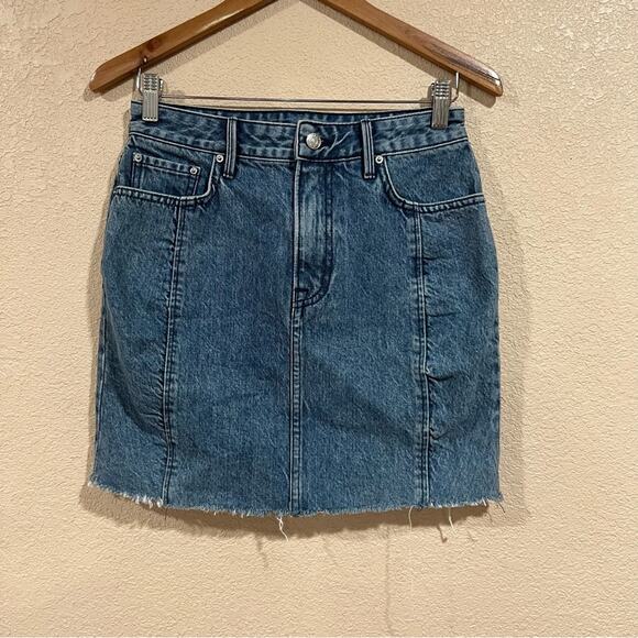 GRLFRND Dresses & Skirts - GRLFRND Denim Natalie raw hemline high waist jean skirt 27/4